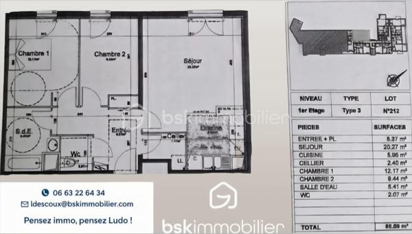 Appartement de 66,09 m²