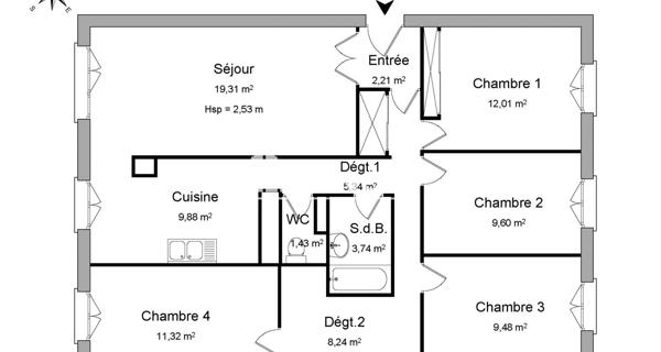 Location Appartement 5 pièces 92.56 m² - Bois-d'arcy 78390
