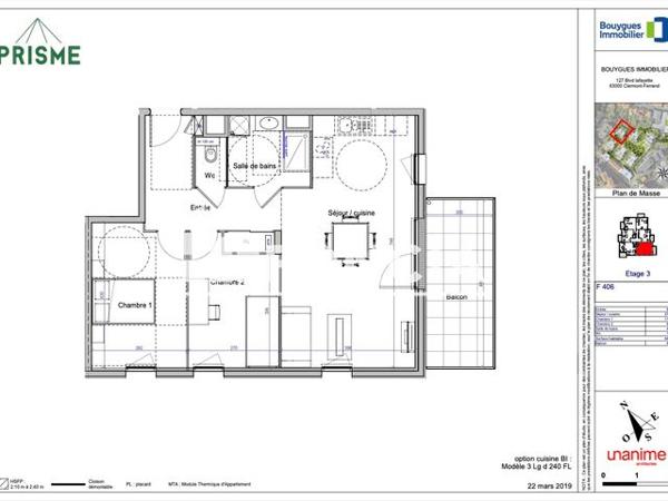 Location Appartement 3 pièces 64.1 m² - 88 RUE DE L'ORADOU Clermont-ferrand 63000