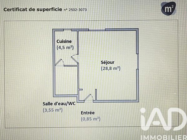Studio à vendre 37,7 m² Fontainebleau