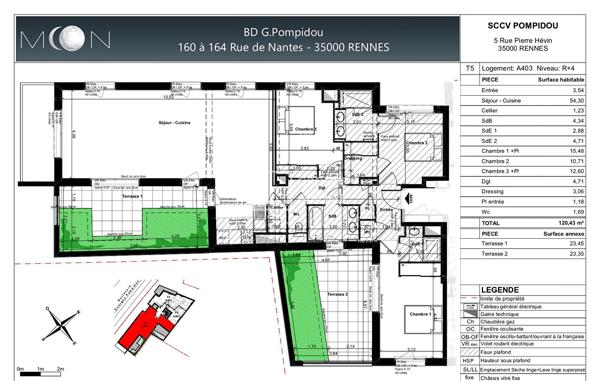 Appartement T5 à vendre Rennes Sacré Coeurs - 120 m² (réf : PJ25412)