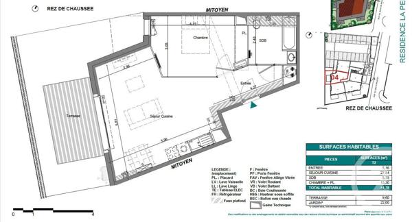 Appartement T2 à vendre  2 pièces - 45,58 m2 MIMIZAN - 40