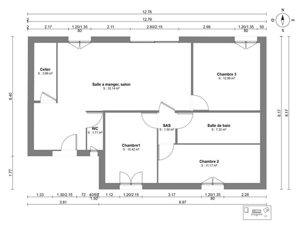 Maison à Ollainville de 80 m² de 5 pièces avec 3 chambres.