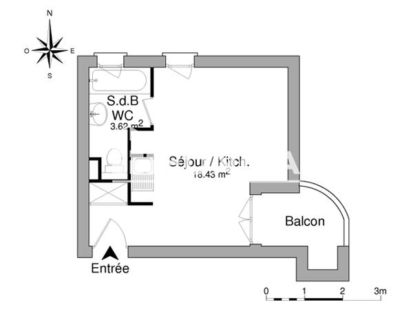 Location Studio 22.05 m² - 10/12 RUE DU PRESIDENT ANGOT Pau 64000