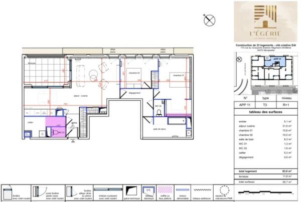 Appartement 3 pièces - 84 m²