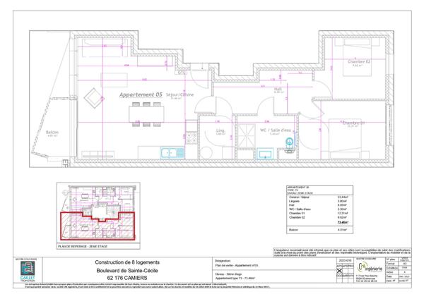 Appartement Sainte Cecile 3 pièces 73.51 m²