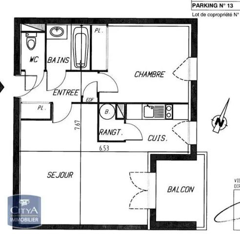 Appartement à louer 2 pièces 44.1m²