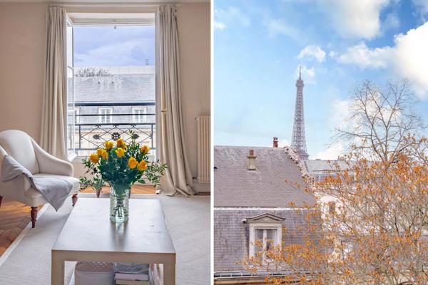 A vendre appartement 3 pièces vue Tour Eiffel, dôme Invalides et jardins de Matignon