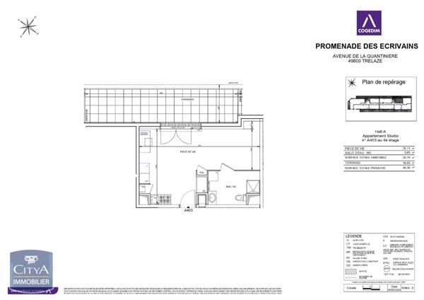 Location appartement 1 pièce de 30.76m²