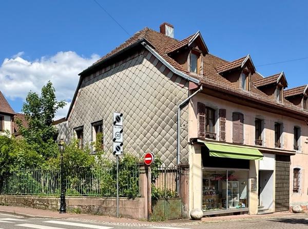 Schirmeck centre-ville - ensemble immobilier avec local commercial - garage, remise et jardin