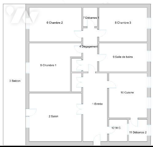Appartement T4 au demi RDC avec grand balcon exposé Sud/Est