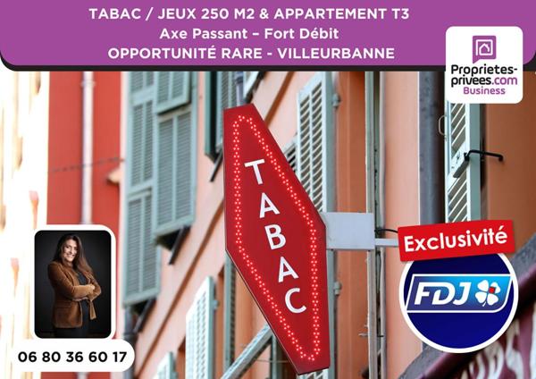 VILLEURBANNE - TABAC, JEUX FDJ  250 M² & APPARTEMENT,  EMPLACEMENT N°1