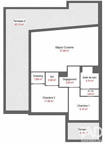 Appartement à vendre 3 pièces 64,84 m² Marseille 13