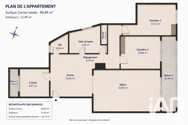 Appartement (prestige) à vendre 4 pièces 90,49 m² Nice
