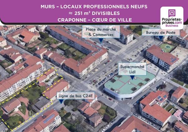 MURS ? LOCAUX PROFESSIONNELS  251 m² CRAPONNE ? C?UR DE CENTRE