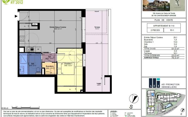 Appartement à vendre    2 pièces • 51,50 m2 Châteauneuf-Grasse