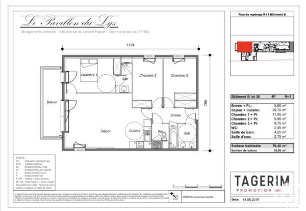 Appartement à vendre 4 pièces 76 m² Dammarie-les-Lys