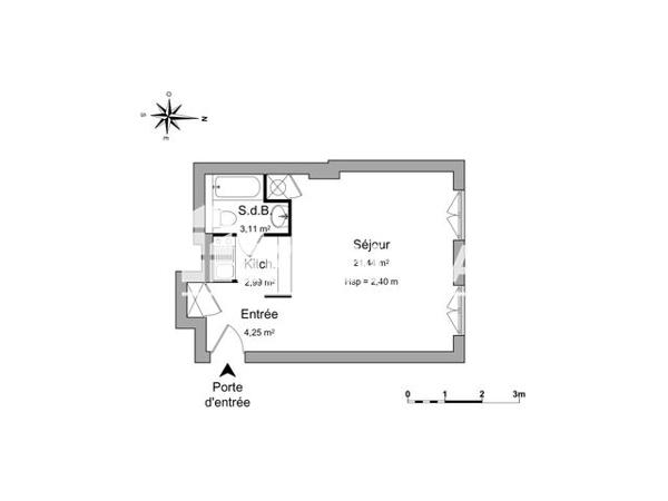 Location Studio 31.8 m² - 2 RUE DIDEROT Lyon 69001