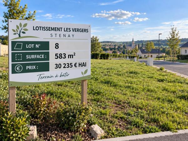 Stenay 55700 terrain à bâtir viabilisé 583 m² Lot n° 8   |   Lotissement Les Vergers   |   30 235 € honoraires inclus