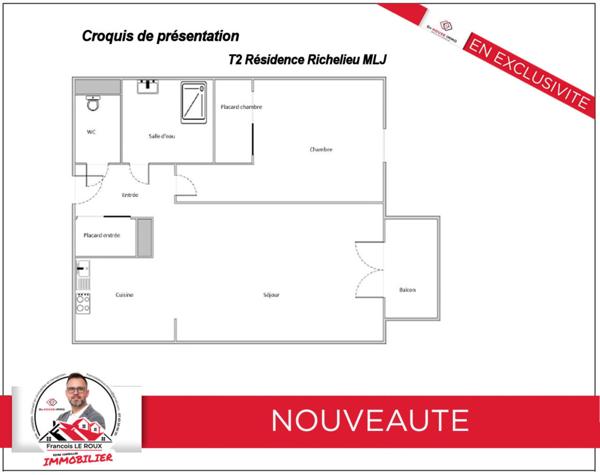 Appartement à vendre 2 pièces de 40 m²