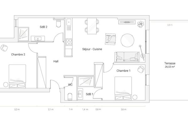 Appartement à vendre    3 pièces •  San-Martino-di-Lota