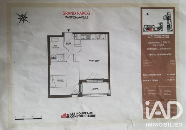 Appartement à vendre 2 pièces 41,72 m² Mantes-la-Ville