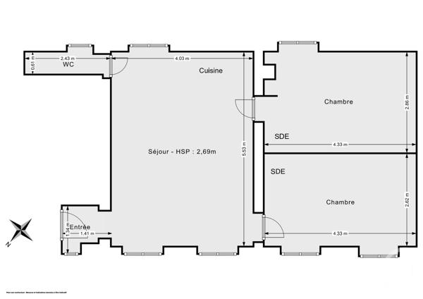 Appartement F3 à vendre  3 pièces - 50,81 m 2   PARIS  - 75011