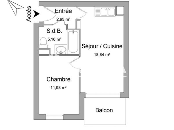 Location Appartement 2 pièces 38.87 m² - 84 RUE HARAS Toulon 83100