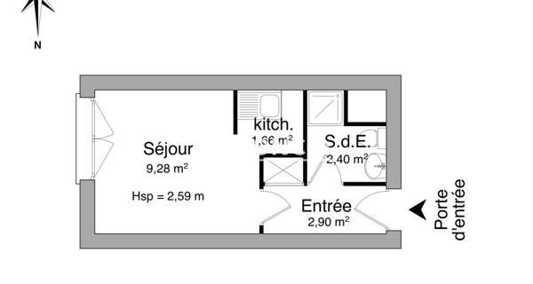 Location Studio meublé 16.24 m² - Montrouge 92120