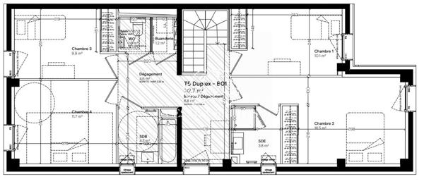 Lyon 7 -Duplex de 112,70 m² – 4 chamnbres – terrasse – garage