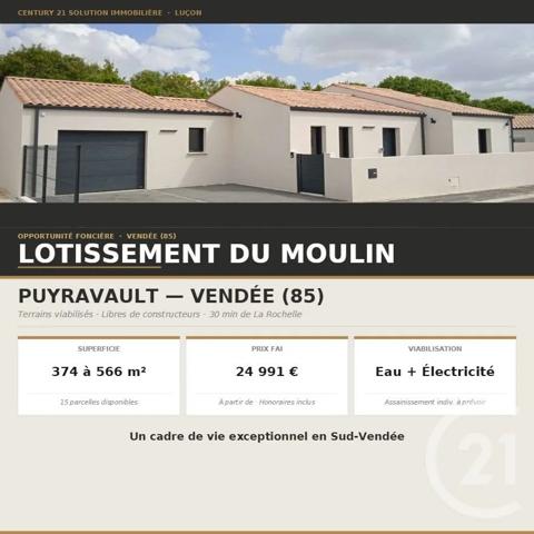 Terrain à vendre  210 m 2   LUCON  - 85
