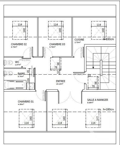 Appartement F2 à vendre  2 pièces - 38 m 2   ST NAZAIRE  - 44
