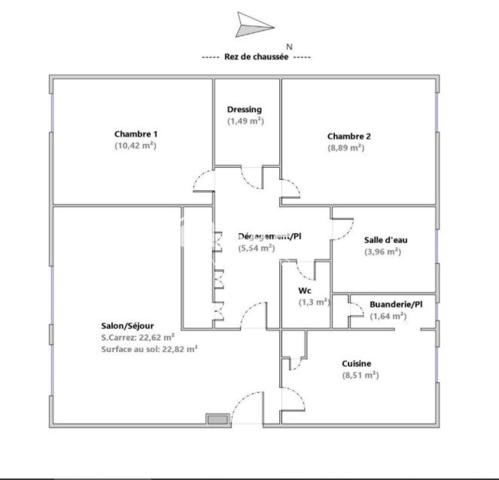 appartement T3 traversant