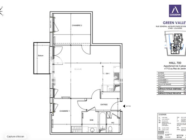 Location Appartement 3 pièces 67.5 m² - Louviers 27400