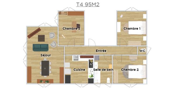 Appartement
         4 pièces
        - 95 m² 263 000 € *