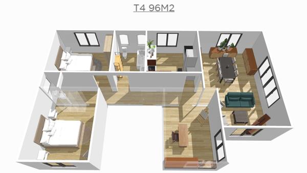 Appartement
         4 pièces
        - 95 m² 263 000 € *