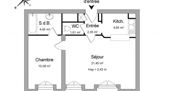 Location Appartement 2 pièces 44.59 m² - Saint-gratien 95210