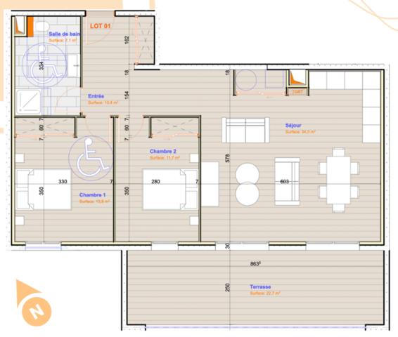 BASTIA (20) appartement à vendre 3 pièces 77 m2 avec terrasse de 22,70 m2