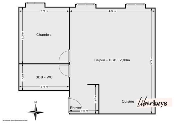 Dernier étage lumineux – T2 meublé – Notre-Dame-du-Mont