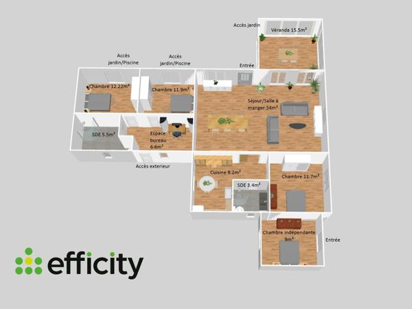 Maison 6 pièces - 118 m² Exclusivité efficity
