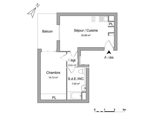 Location Appartement 2 pièces 44.64 m² - 60 AVENUE DE TOULOUSE Castanet Tolosan 31320