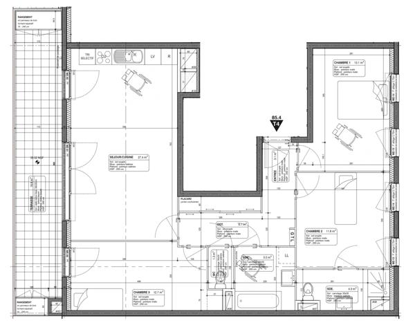 Appartement 4 pièces - 87 m² Exclusivité efficity