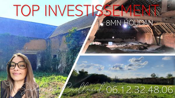 HOUDAN 9MN - Maison de type Grange sur 2 niveaux à rénover - Terrain environ 631m² - 90000 Euros HAI