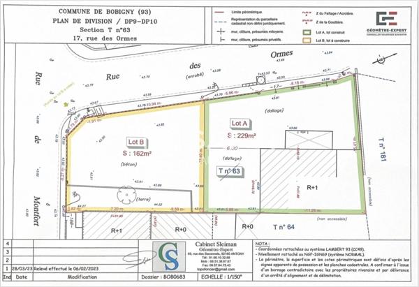 Terrain de 162m2, quartier calme, Bobigny