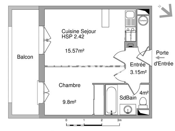 Location Appartement 2 pièces 32.52 m² - 2 ALLEE ARMONVILLE Poitiers 86000