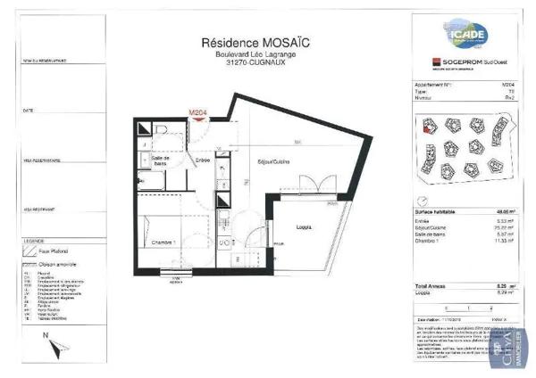 Appartement à louer 2 pièces 48.01m²