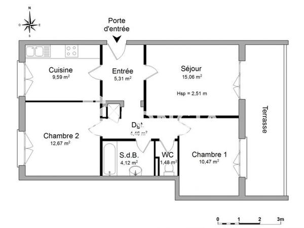 Location Appartement 3 pièces 63.16 m² - 42 RTE D'ALTENHEIM Strasbourg 67100