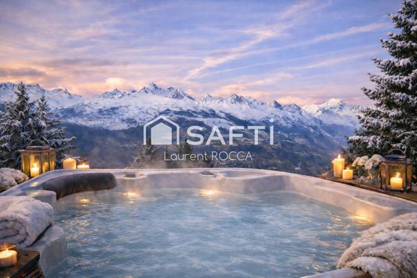 Propriété alpine d'exeption ski aux pieds avec Vue Mont Blanc