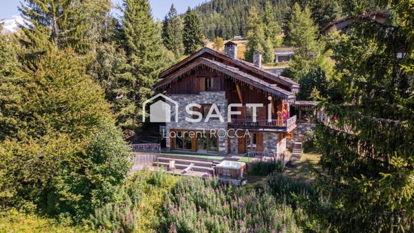 Propriété alpine d'exeption ski aux pieds avec Vue Mont Blanc