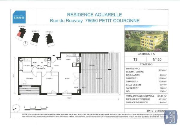 Appartement à louer 3 pièces 66.4m²